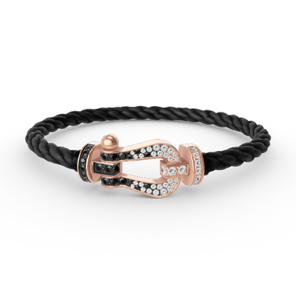 [Glitter Jewelry]FORCE LARGE HORSESHOE BLACK WHITE DIAMOND BRACELET ROSE GOLD