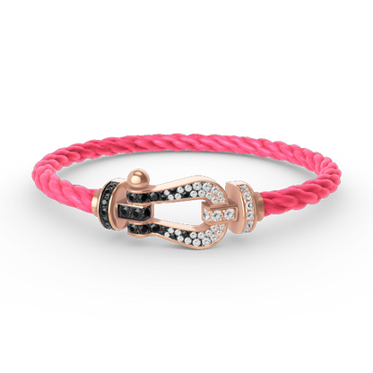 [Glitter Jewelry]FORCE LARGE HORSESHOE BLACK WHITE DIAMOND BRACELET ROSE GOLD