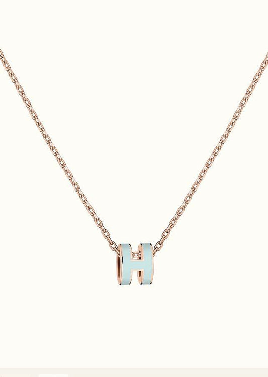 [Glitter Jewelry]POP H LIGHT BLUE NECKLACE