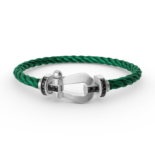[Glitter Jewelry]FORCE LARGE HORSESHOE BLACK DIAMOND BRACELET SILVER