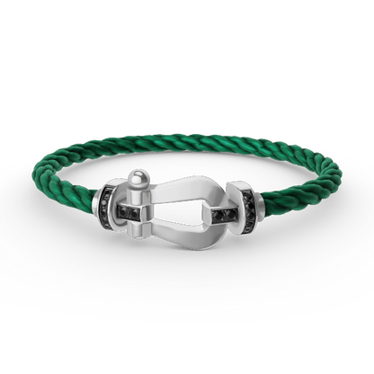 [Glitter Jewelry]FORCE LARGE HORSESHOE BLACK DIAMOND BRACELET SILVER