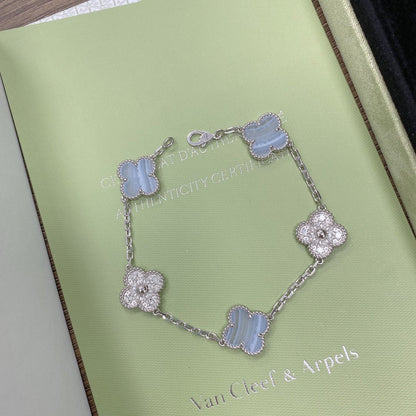 [Glitter Jewelry]CLOVER  5 MOTIF DIAMOND PURPLE CHALCEDONY BRACELET SILVER