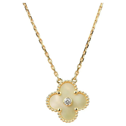 [Glitter Jewelry]CLOVER 15MM DIAMOND GOLD MOTHER OF PEARL NECKLACE