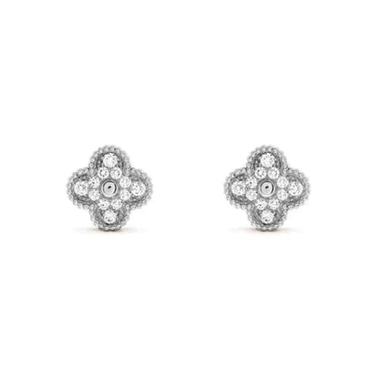 [Glitter Jewelry]CLOVER 1 MOTIFS DIAMOND STUD EARRINGS SILVER