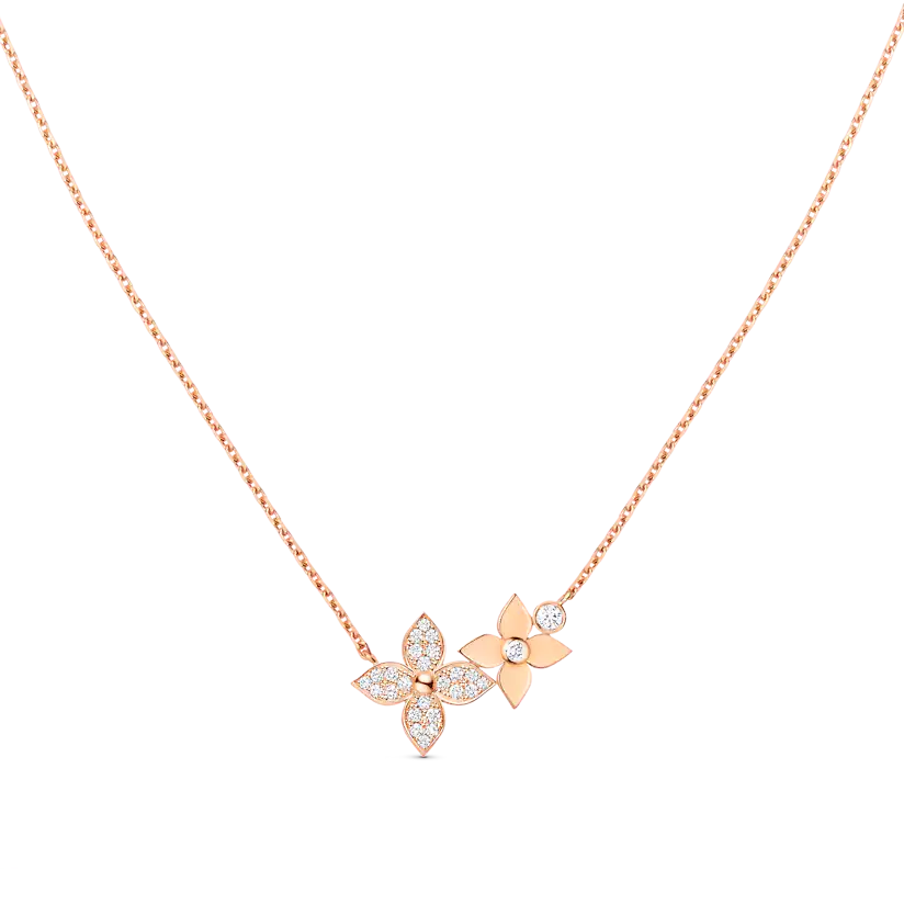 [Glitter Jewelry]STAR BLOSSOM NECKLACE PINK GOLD DIAMONDS