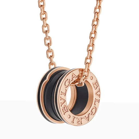 [Glitter Jewelry]ZERO 1 BLACK CERAMIC PINK GOLD NECKLACE