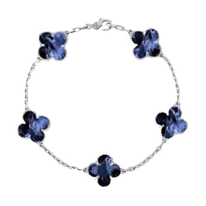[Glitter Jewelry]CLOVER 5 MOTIF PIETERSITE SILVER BRACELET