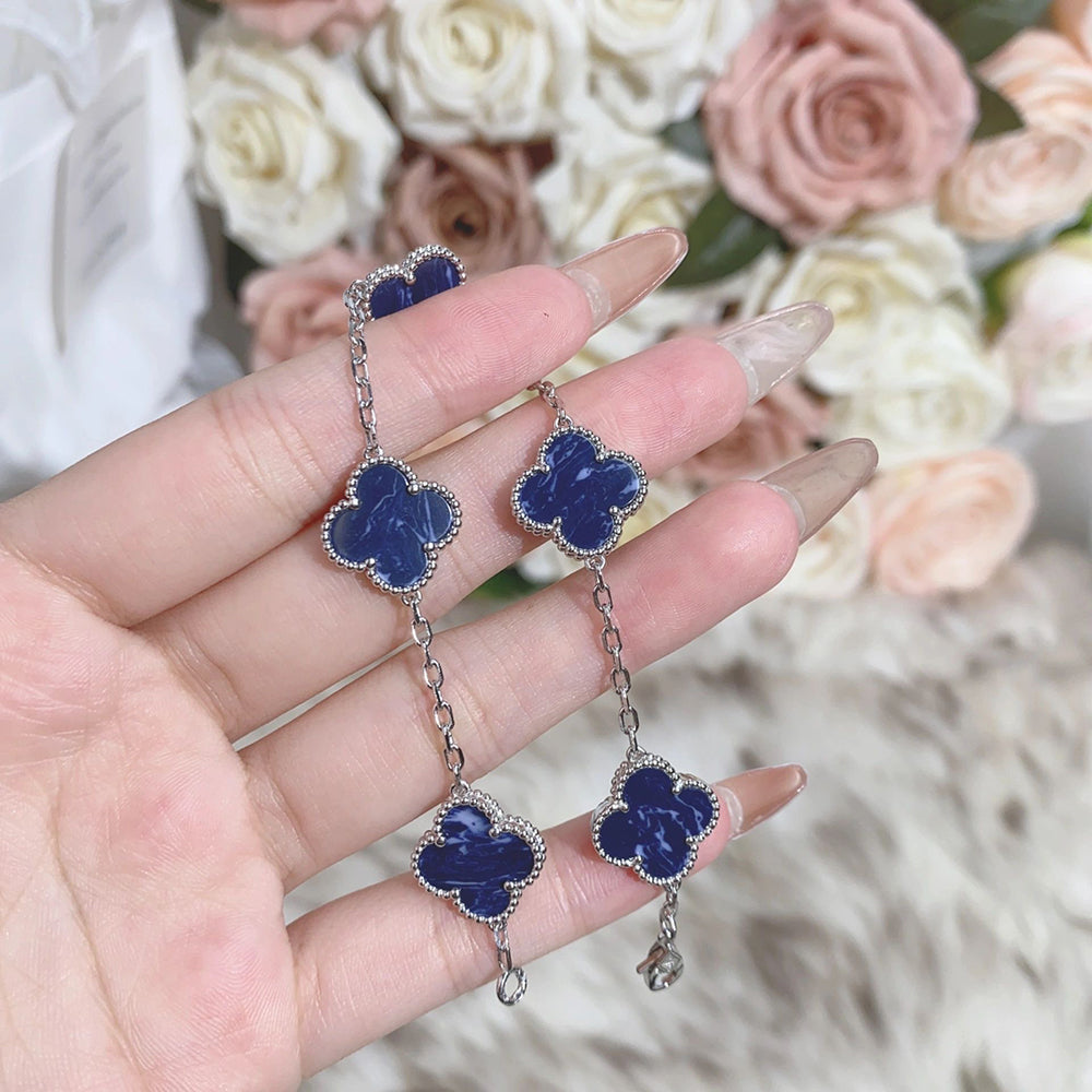 [Glitter Jewelry]CLOVER 5 MOTIF PIETERSITE SILVER BRACELET