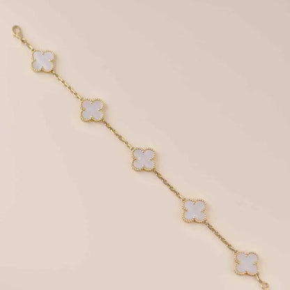 [Glitter Jewelry]CLOVER  5 MOTIF WHITE MOP BRACELET
