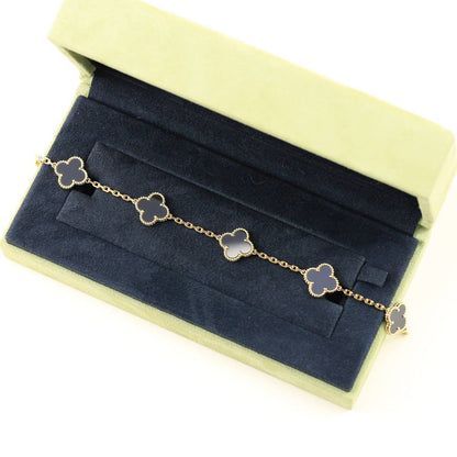 [Glitter Jewelry]CLOVER  5 MOTIFS BLACK ONYX BRACELET