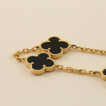 [Glitter Jewelry]CLOVER  5 MOTIFS BLACK ONYX BRACELET