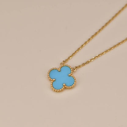 [Glitter Jewelry]CLOVER 15MM VINTAGE TURQUOISE NECKLACE
