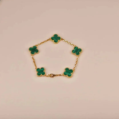 [Glitter Jewelry]CLOVER 5 MOTIFS MALACHITE BRACELET