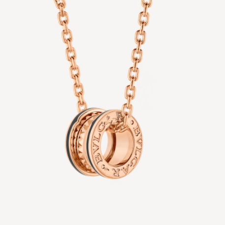 [Glitter Jewelry]ZERO 1 ROCK PEDANT PINK GOLD BLACK NECKLACE