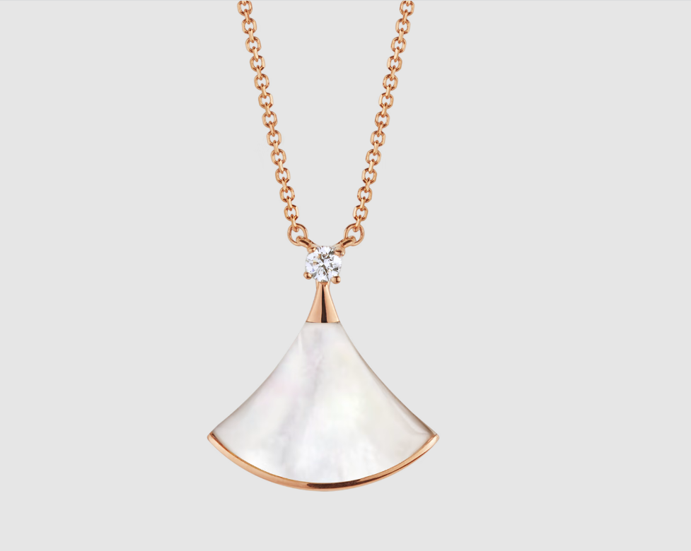 [Glitter Jewelry]DREAM NECKLACE WHITE MOP PINK GOLD 1 DIAMOND