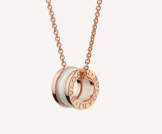 [Glitter Jewelry]ZERO 1 WHITE CERAMIC PINK GOLD NECKLACE