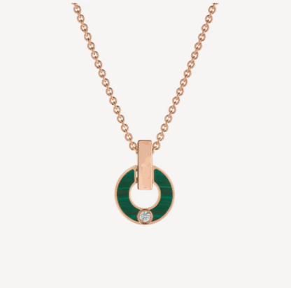 [Glitter Jewelry]GARI NECKLACE PINK GOLD MALACHITE