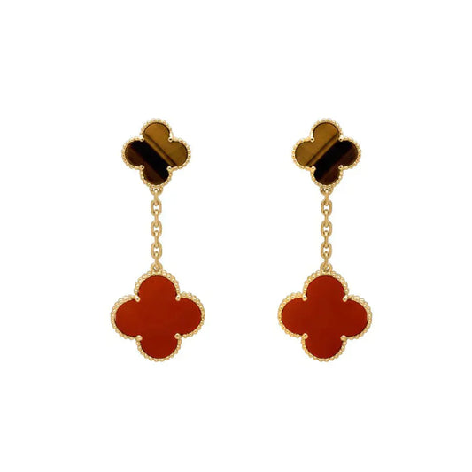 [Glitter Jewelry]CLOVER  2 MOTIF  TIGER EYE CARNELIAN EARRINGS