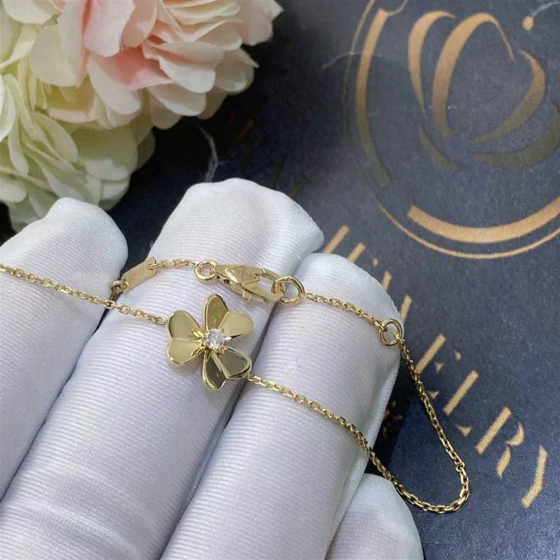 [Glitter Jewelry]FRIVOLE GOLD FLOWER PINK MALACHITE BRACELET