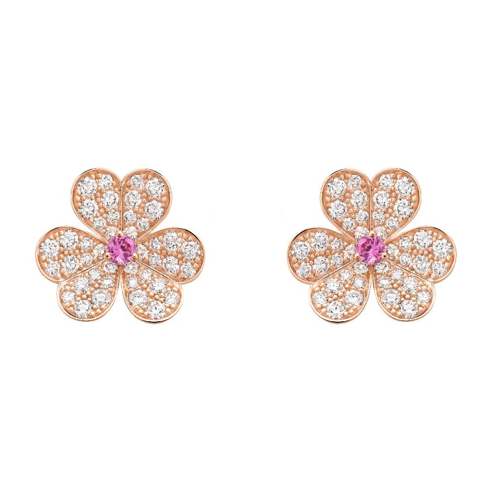 [Glitter Jewelry]FRIVOLE PINK GOLD FLOWER DIAMOND EARRINGS