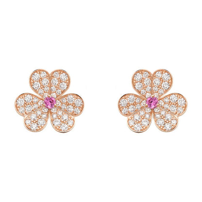 [Glitter Jewelry]FRIVOLE PINK GOLD FLOWER DIAMOND EARRINGS