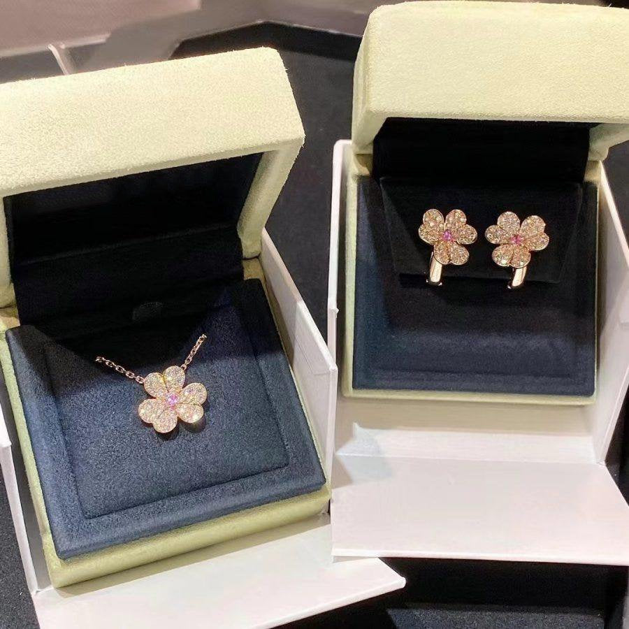 [Glitter Jewelry]FRIVOLE ROSE GOLD FLOWER DIAMOND NECKLACE