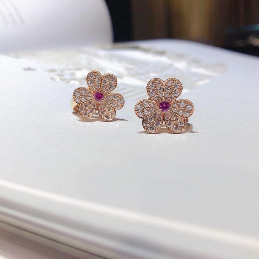[Glitter Jewelry]FRIVOLE PINK GOLD FLOWER DIAMOND EARRINGS