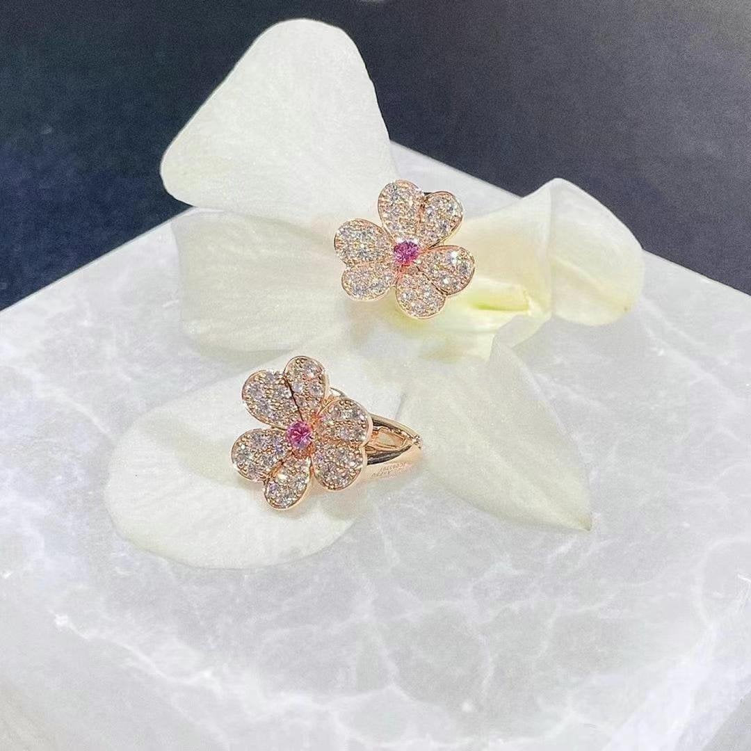 [Glitter Jewelry]FRIVOLE PINK GOLD FLOWER DIAMOND EARRINGS