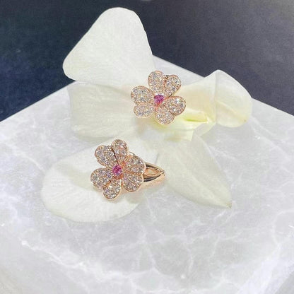 [Glitter Jewelry]FRIVOLE PINK GOLD FLOWER DIAMOND EARRINGS