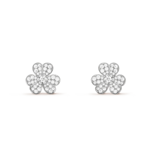 [Glitter Jewelry]FRIVOLE SILVER FLOWER DIAMOND EARRINGS