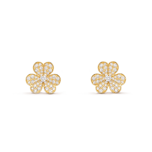 [Glitter Jewelry]FRIVOLE GOLD FLOWER DIAMOND EARRINGS