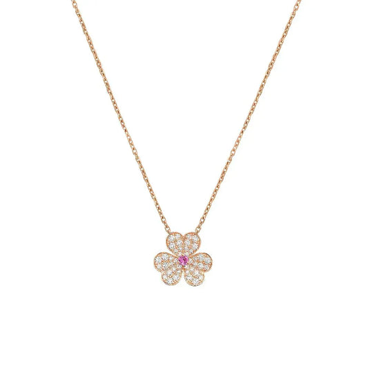 [Glitter Jewelry]FRIVOLE ROSE GOLD FLOWER DIAMOND NECKLACE