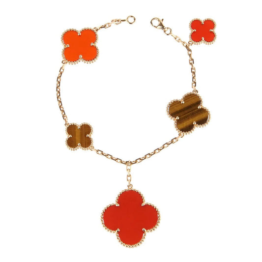 [Glitter Jewelry]CLOVER BRACELET 5 MOTIFS CARNELIAN TIGER EYE