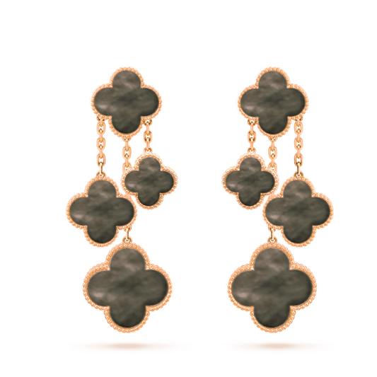 [Glitter Jewelry]CLOVER EARRINGS DARK MOP 4 MOTIFS ROSE GOLD