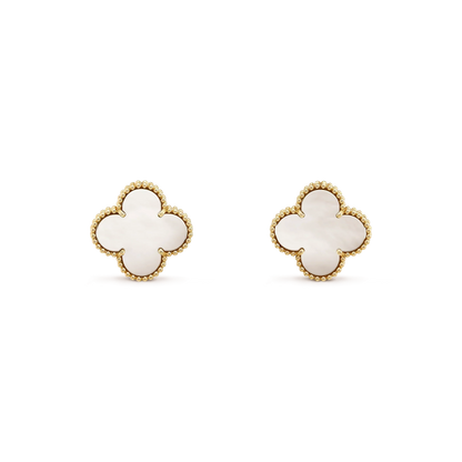 [Glitter Jewelry]CLOVER MEDIUM 1 MOTIFS  WHITE MOP STUD EARRINGS