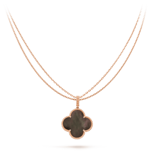 [Glitter Jewelry]CLOVER 25MM GOLD DARK MOP BIG CLOVER NECKLACE