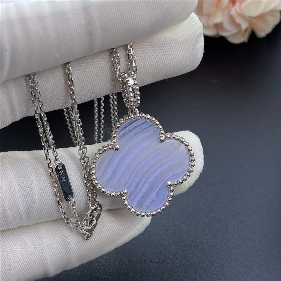 [Glitter Jewelry]CLOVER SILVER CHALCEDONY BIG CLOVER NECKLACE