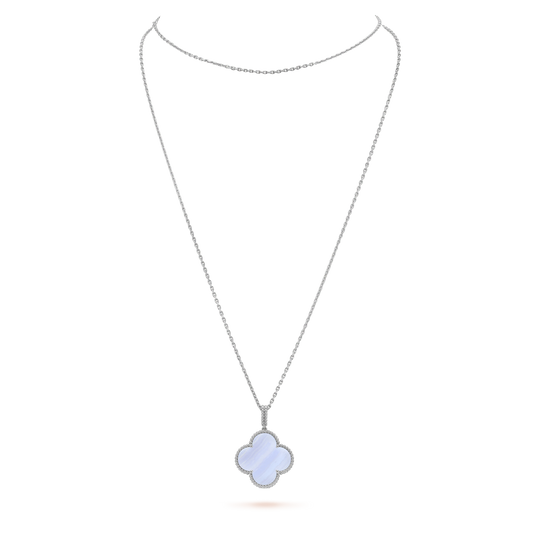 [Glitter Jewelry]CLOVER SILVER CHALCEDONY BIG CLOVER NECKLACE