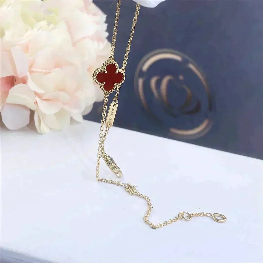 [Glitter Jewelry]CLOVER  CARNELIAN SINGLE FLOWER BRACELET