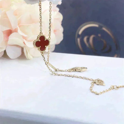 [Glitter Jewelry]CLOVER  CARNELIAN SINGLE FLOWER BRACELET