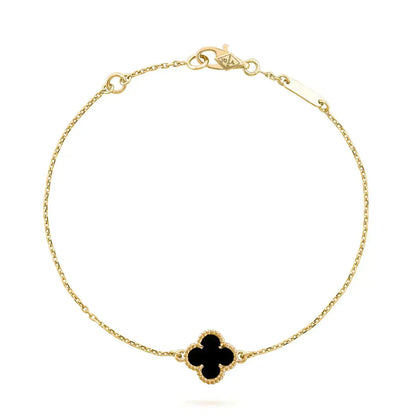 [Glitter Jewelry]CLOVER ONYX SINGLE FLOWER BRACELET