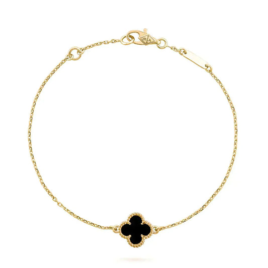 [Glitter Jewelry]CLOVER ONYX SINGLE FLOWER BRACELET