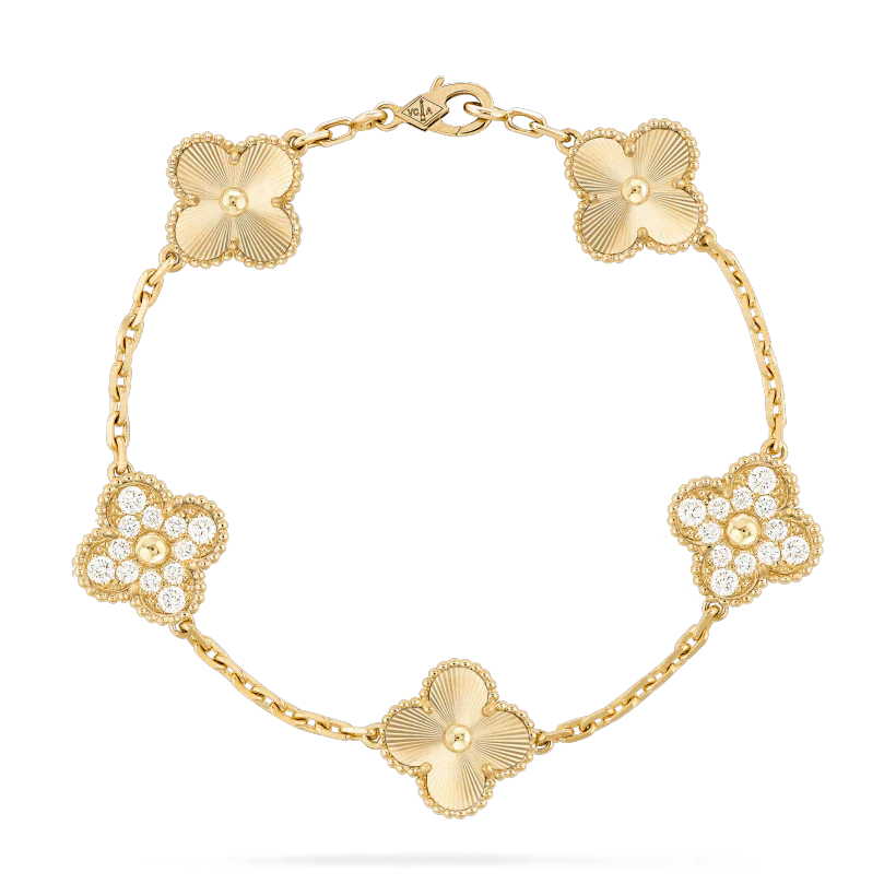 [Glitter Jewelry]CLOVER BRACELET 5 MOTIFS GOLD DIAMOND