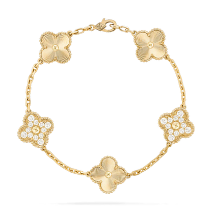 [Glitter Jewelry]CLOVER BRACELET 5 MOTIFS GOLD DIAMOND