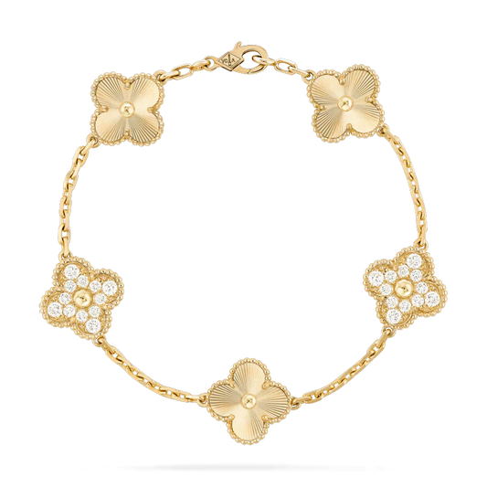 [Glitter Jewelry]CLOVER BRACELET 5 MOTIFS GOLD DIAMOND