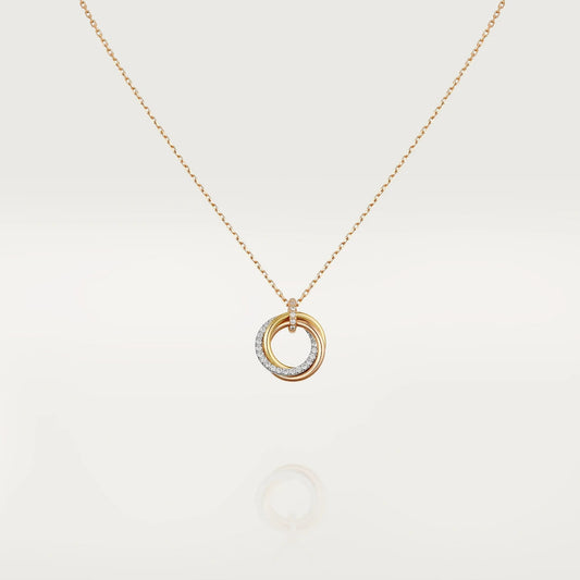 [Glitter Jewelry]TRINITY NECKLACE SILVER GOLD PINK GOLD DIAMONDS