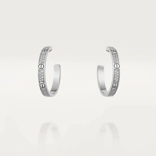 [Glitter Jewelry]LOVE DIAMOND SILVER HOOP EARRINGS