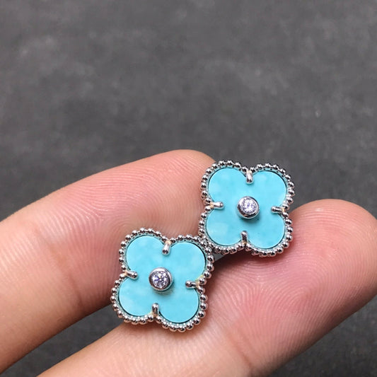 [Glitter Jewelry]CLOVER 1 DIAMOND BLUE SKY SILVER EARRINGS