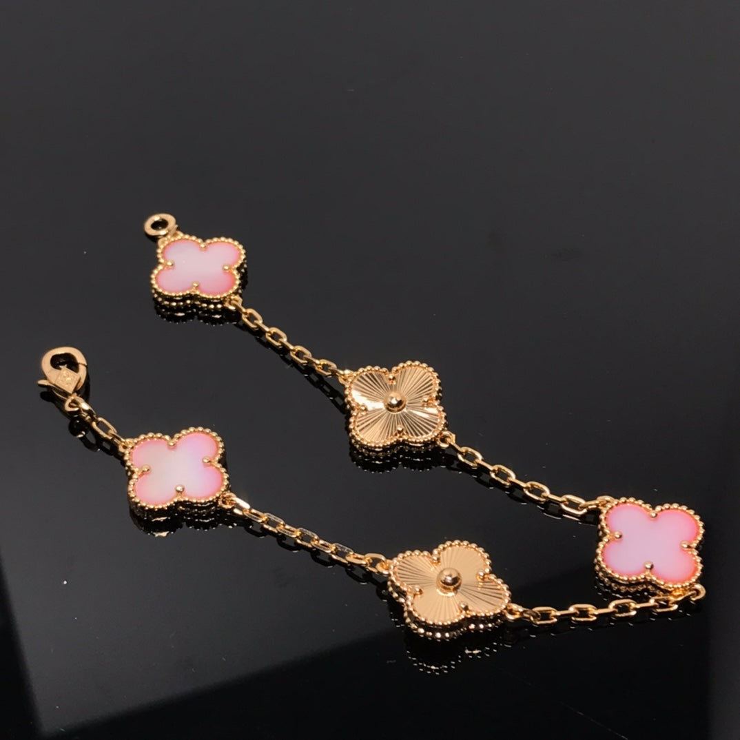 [Glitter Jewelry]CLOVER BRACELET 5 MOTIF PINK AND PINK GOLD
