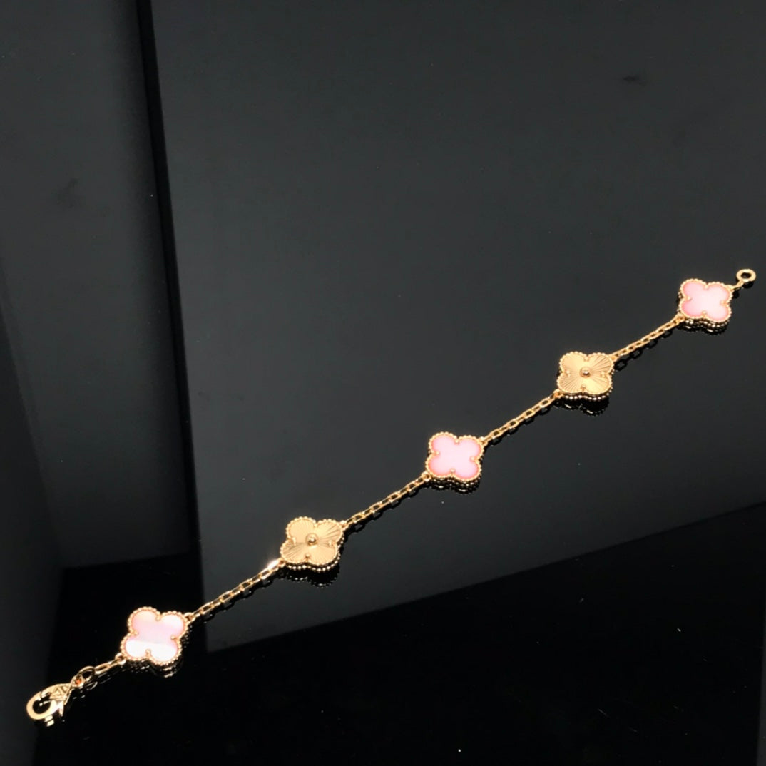 [Glitter Jewelry]CLOVER BRACELET 5 MOTIF PINK AND PINK GOLD